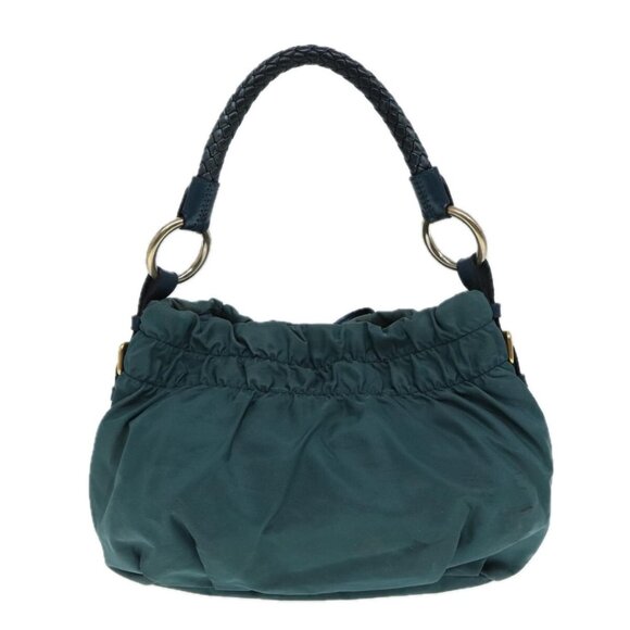 PRADA Hand Bag Nylon Green Gold Auth - Picture 12 of 16